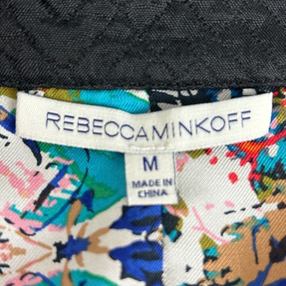 Rebecca Minkoff Black Quilted Moto Jacket Floral Lining Size M - Picture 12 of 14